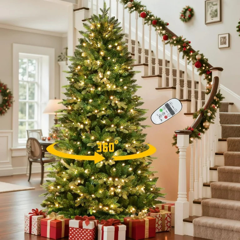 Ztotop 7.5ft PreLit Premium Artificial Hinged Christmas Tree with 460 Warm White Lights with Rota... | Walmart (US)