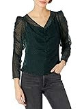 ASTR the label Women's Spot Me Semi Sheer V-Neck Long Sleeve Ruched Top, Forest Green, L | Amazon (US)