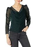 ASTR the label Women's Spot Me Semi Sheer V-Neck Long Sleeve Ruched Top, Forest Green, L | Amazon (US)