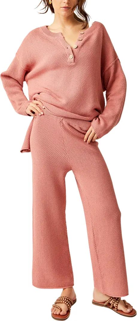 Free People free-est Hailee Waffle Stitch Long Sleeve Top & Wide Leg Pants Knit Set | Nordstrom | Nordstrom
