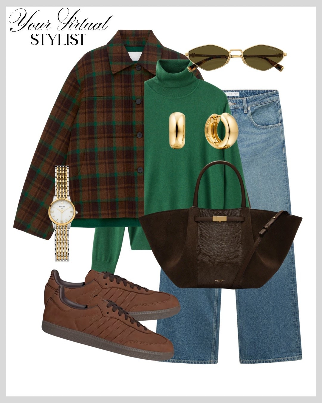 Earthy greens and browns come together in a cozy layered outfit with luxe gold accents and rich leather details, perfect elevated everyday style✨

#LTKbag #LTKautumn #LTKshoes