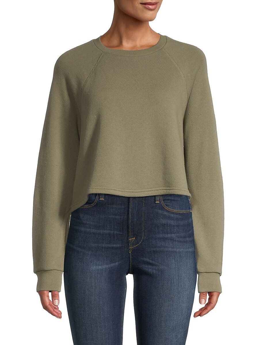 Madewell Women's Airy Terry Crop Sweatshirt - Olive - Size L | Saks Fifth Avenue OFF 5TH