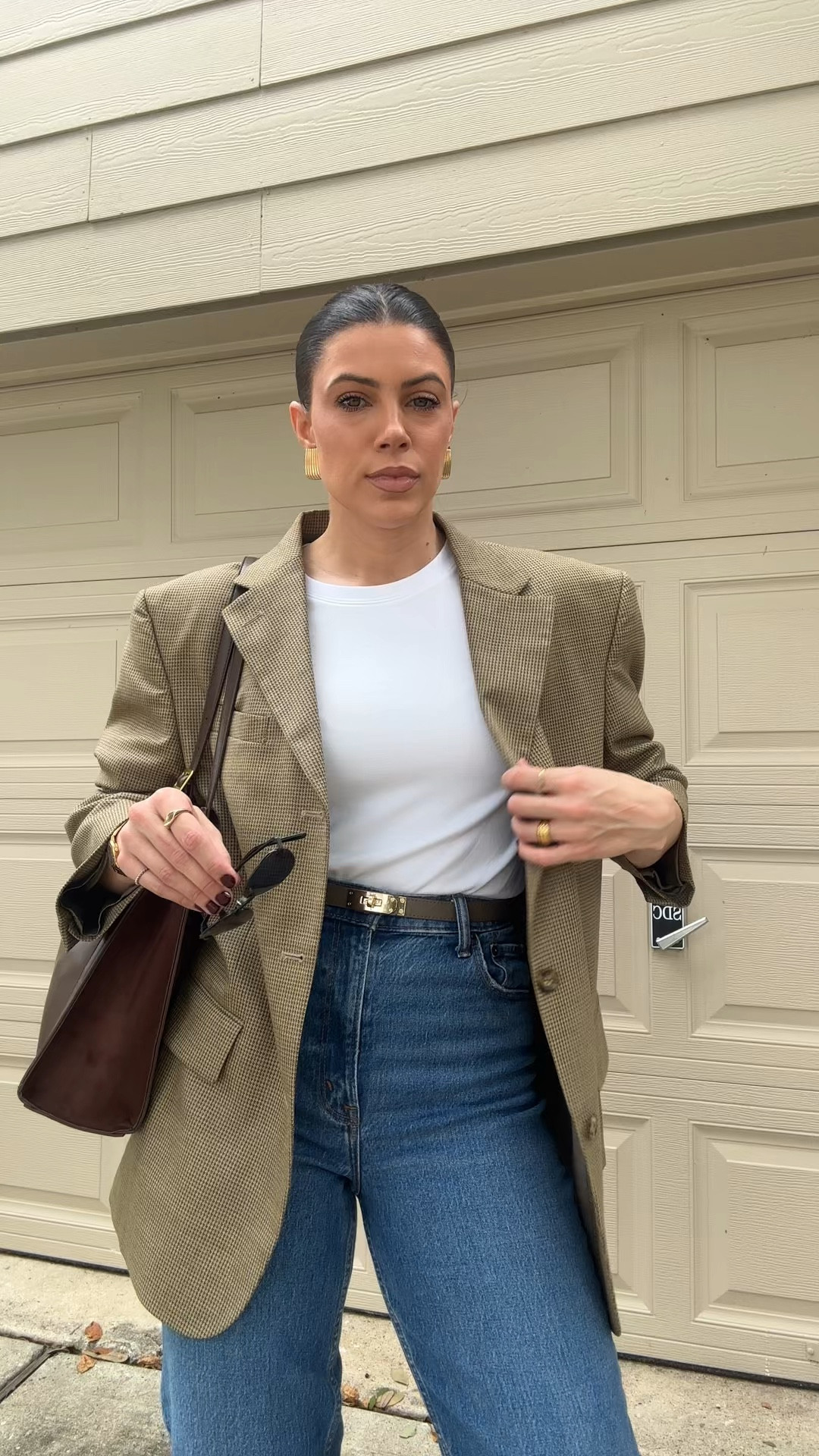 Capsule Chic OOTD
Cuts tshirt size medium
Jeans TTS in the long length 
Loafers TTS
Blazer thrifted in men section 
Bag and earrings tj maxx 

#LTKstyletip #LTKVideo #LTKworkwear
