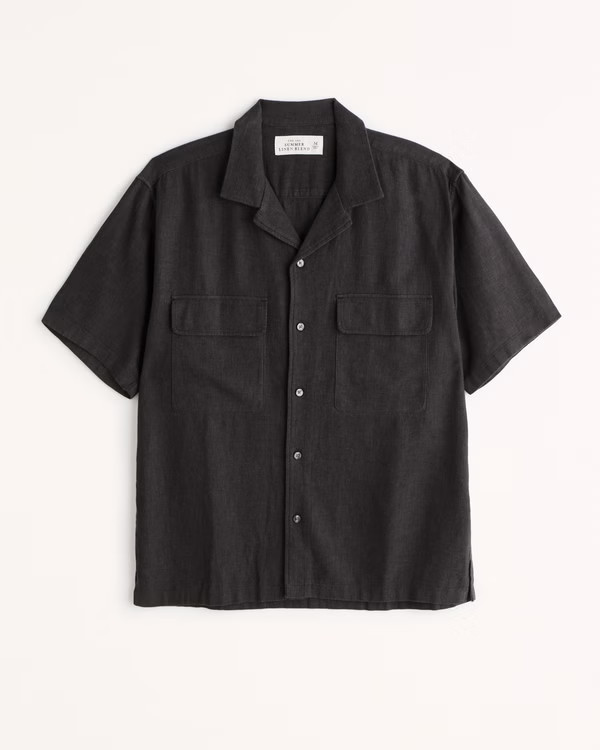 Camp Collar Summer Linen-Blend Shirt | Abercrombie & Fitch (US)