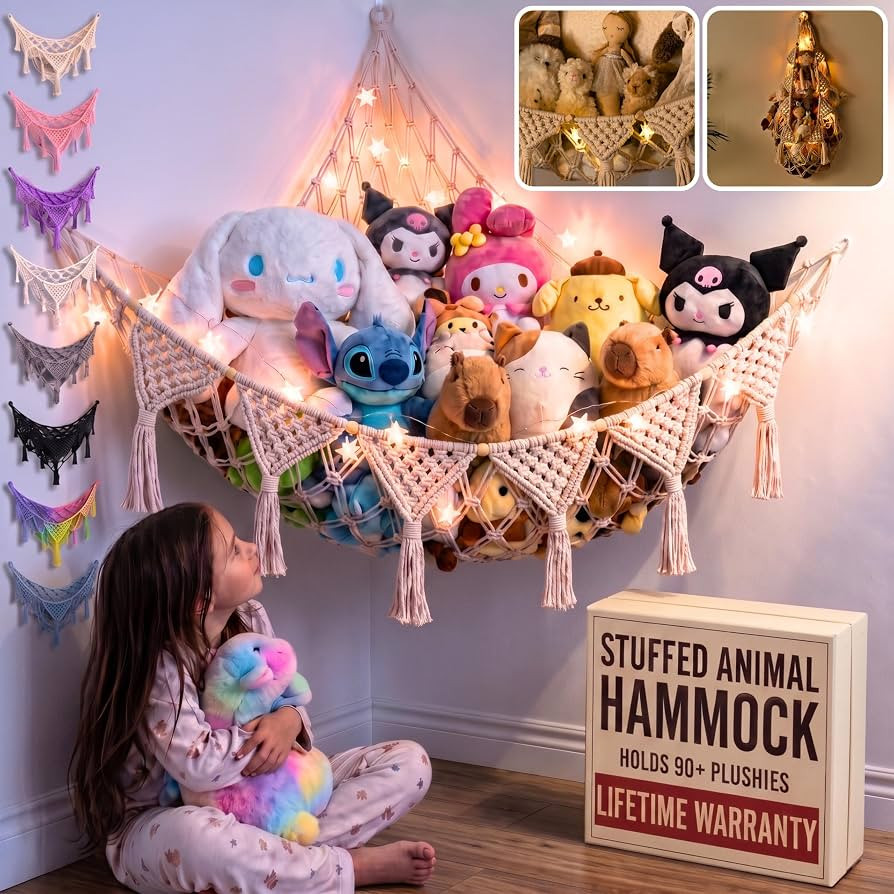 TIDYTEDS Stuffed Animal Hammock Corner | Sturdy Handcrafted Stuffed Animal Net | 4mm Double Macra... | Amazon (US)