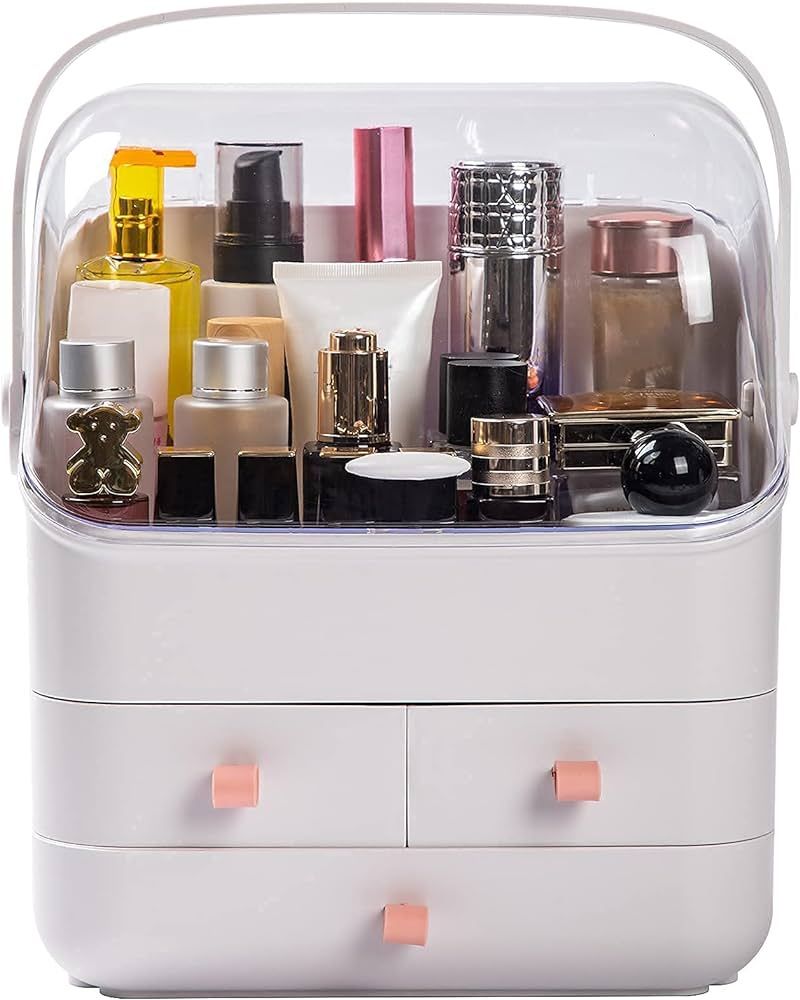 Haturi Makeup Organizer, Waterproof&Dustproof Cosmetic Organizer Box with Lid Fully Open Makeup D... | Amazon (US)