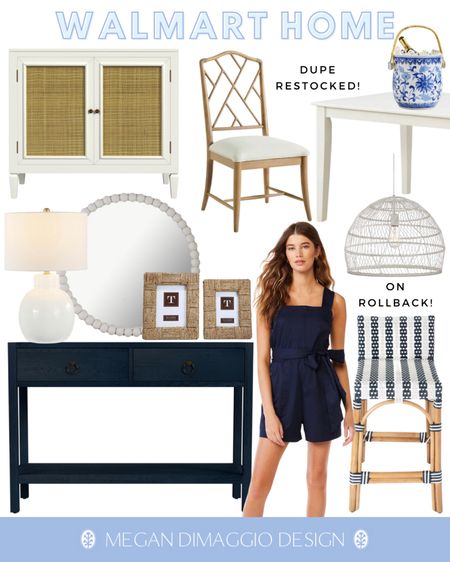 New Walmart home coastal dining room picks!! With some designer look for less restocks like these bamboo dining chairs sold in a set of 2!! 🙌🏻 And this pretty navy and white stripe low back rattan counter-stool is now on sale!! 

Love this new navy console table AND this white 2 door cane cabinet is sold by other retailers for over $1,000 but I found it here for under $900!! And how cute is this new navy romper?! Score it for under $40! 😍

#LTKsalealert #LTKhome #LTKstyletip