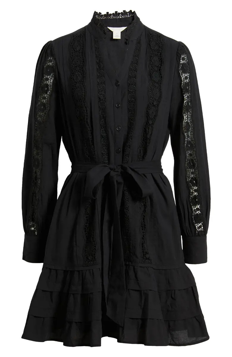 Lace Panel Long Sleeve Minidress | Nordstrom