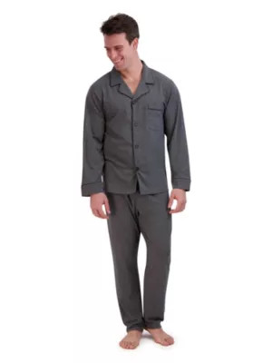 Hanes Men's Knit Pajama Set, Grey, Small | Belk