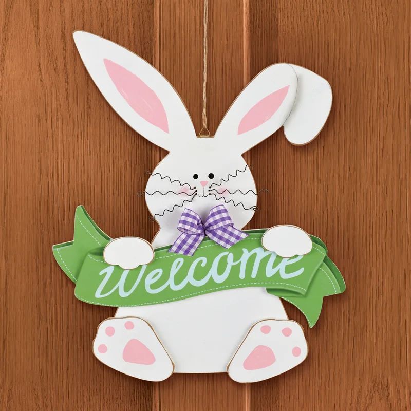 Bunny with Welcome Banner Spring Wall Decor | Wayfair North America