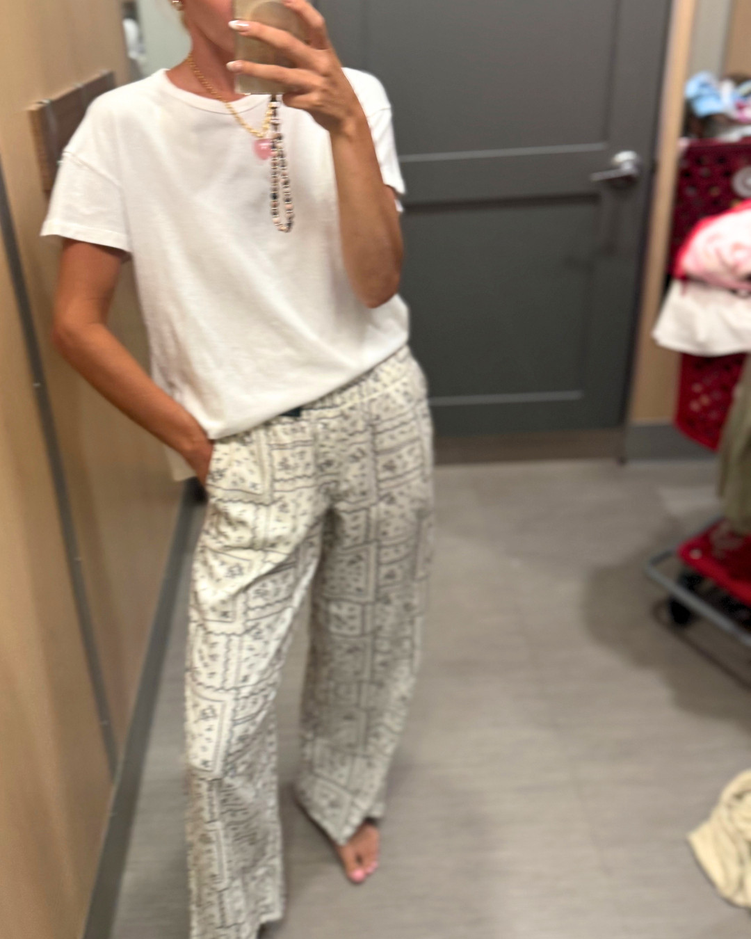 Target women's fashion has the best effortless basics 🤍 These printed wide-leg pants paired with a classic oversized white tee make the perfect everyday outfit. Comfortable, lightweight, and easy to style for travel, errands, brunch, or work-from-home days. Affordable Target fashion linked in my LTK! #TargetStyle #TargetFashion #TargetFinds #WideLegPants #CasualStyle #EverydayOutfit 

 #LTKSeasonal