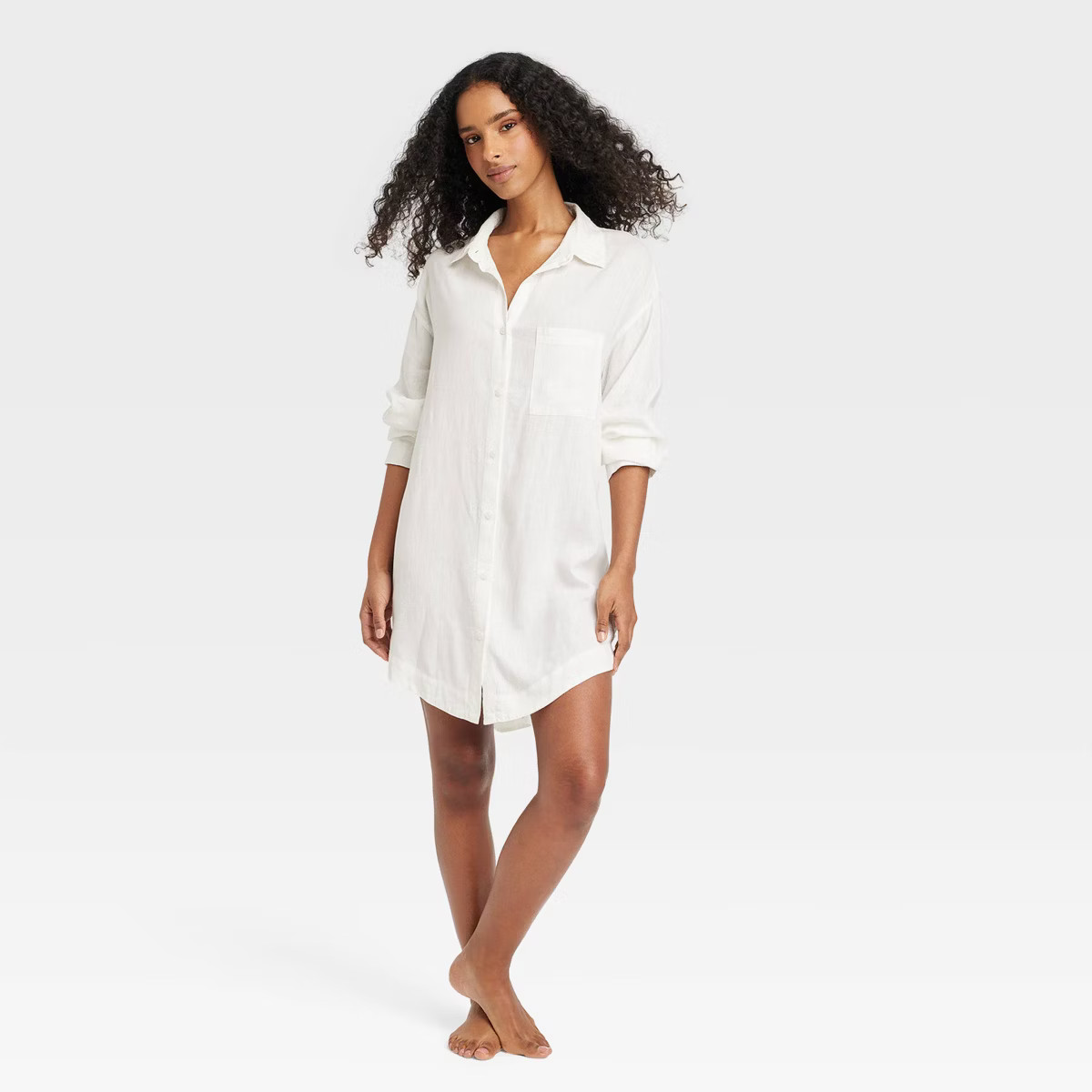 Women's Linen Blend Sleep Shirtdress - Stars Above™ | Target