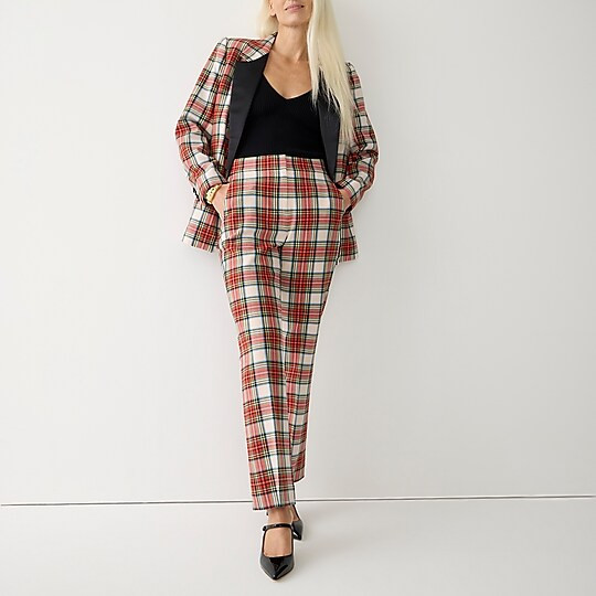 Willa cropped flare pant in Snowy Stewart tartan wool | J. Crew US
