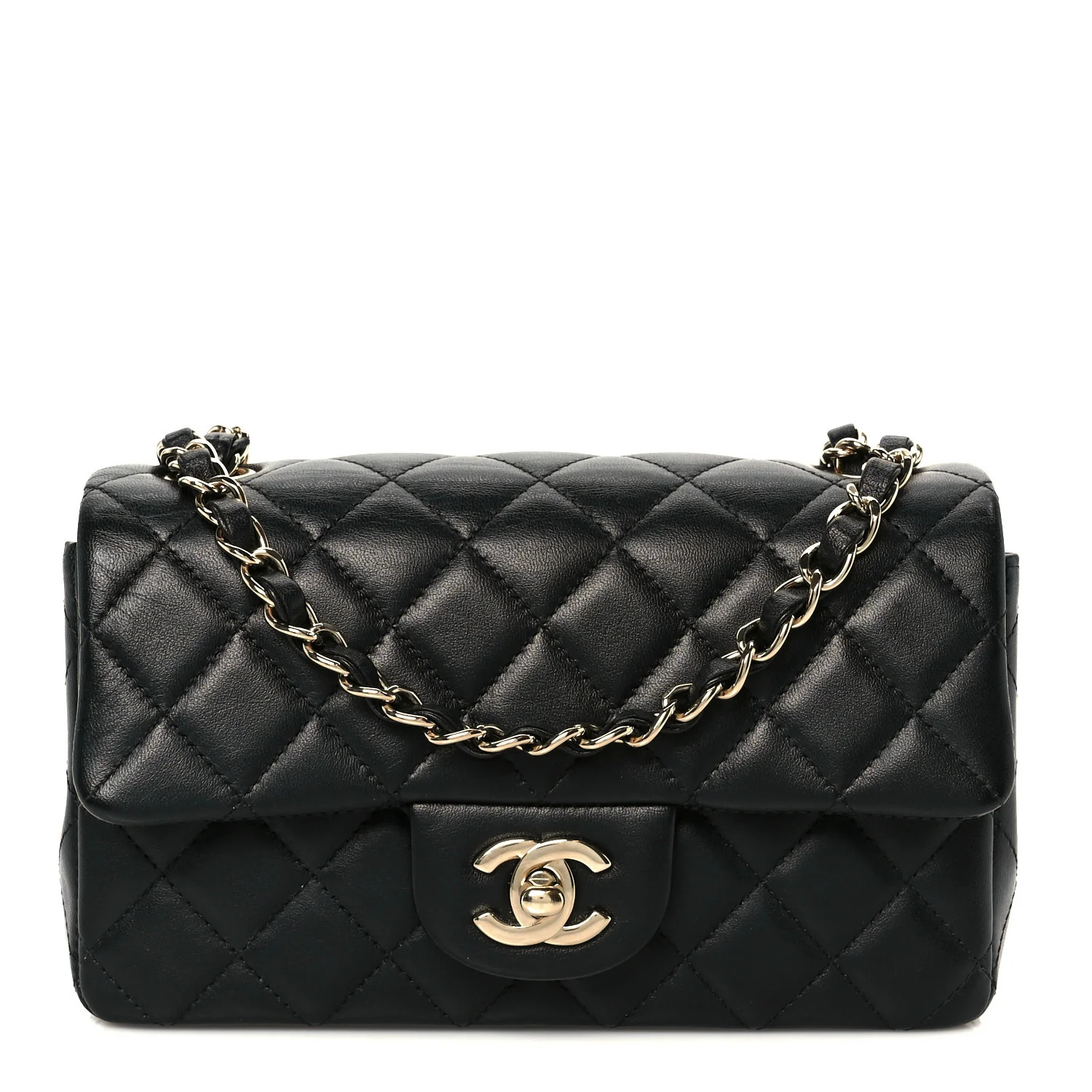 Lambskin Quilted Mini Rectangular Flap Black | FASHIONPHILE (US)