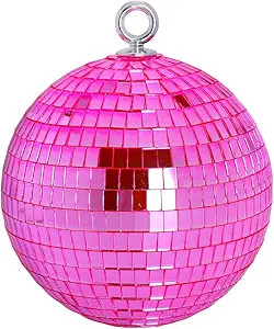Pink Mirror Disco Ball 6 inch Small Reflects Light Mirror Ball with Hanging Rings for Party Decor... | Amazon (US)