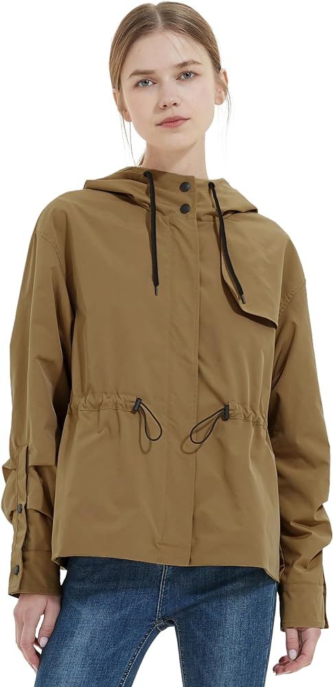 Orolay Women's Short Windproof Trench Coat Outdoor Lightweight Hooded Coat | Amazon (US)