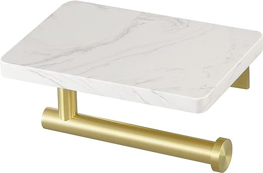 KES Toilet Paper Holder with Shelf Brushed Gold Toilet Paper Roll Holder for Bathroom Wall Mount ... | Amazon (US)