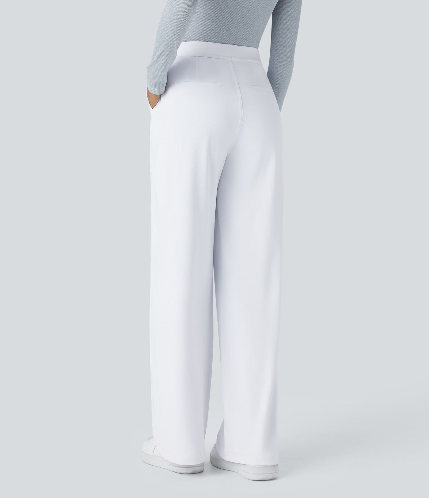Halara Flex\u2122 plissierte dehnbare Stoffhose mit hohem Bund, Seitentaschen und geradem Bein | Halara - DE