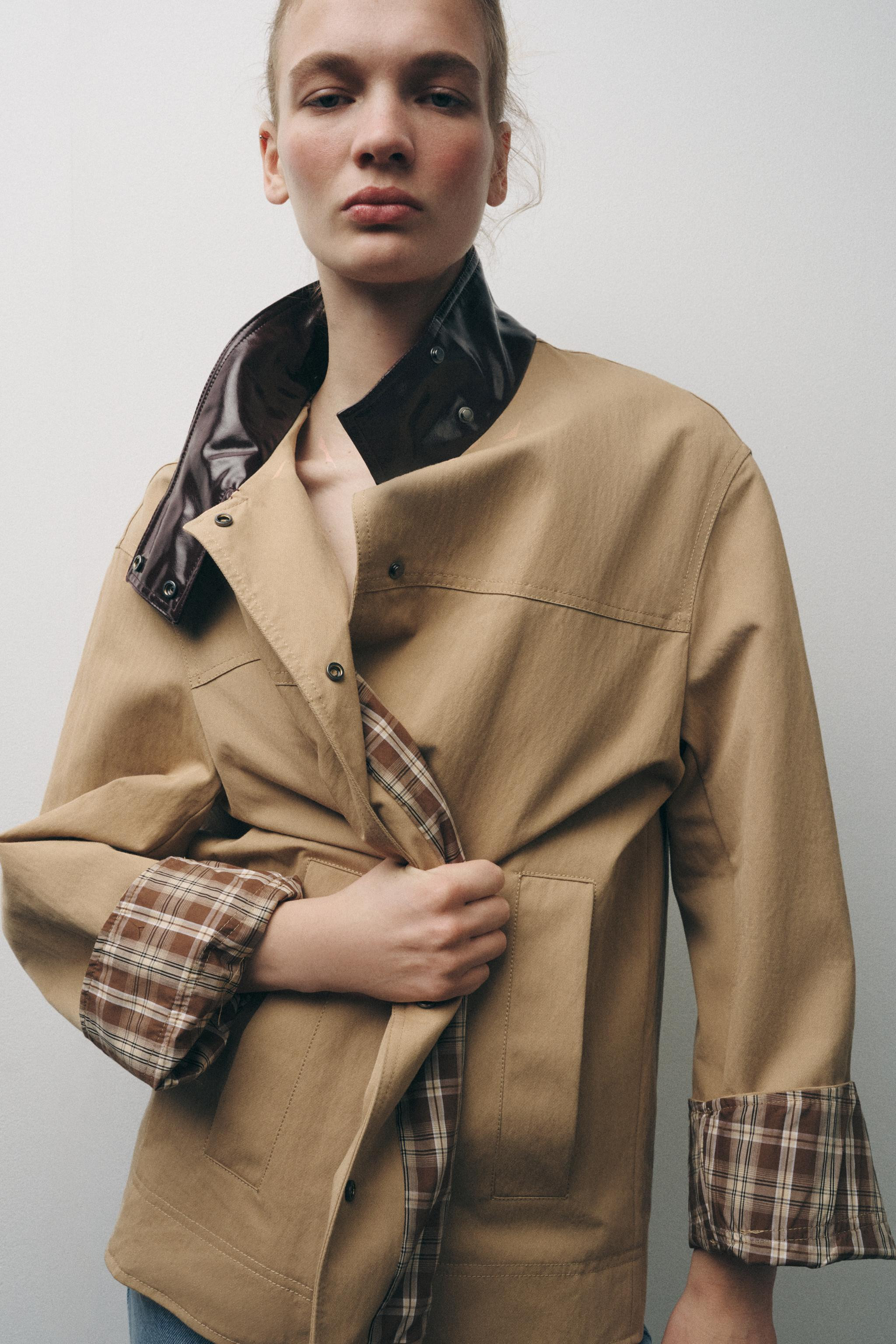 CONTRAST HIGH-NECK JACKET ZW COLLECTION | Zara UK