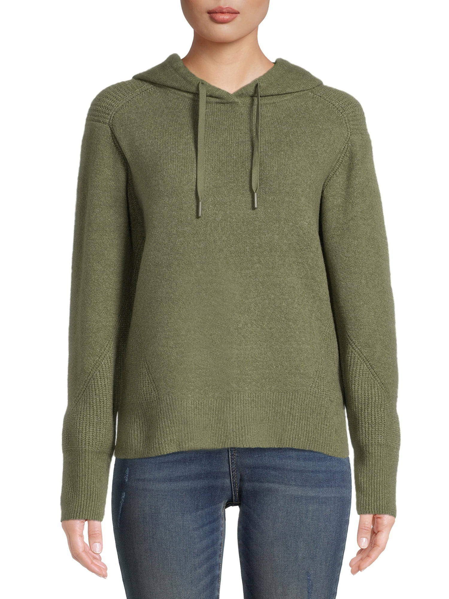 Time and Tru Women's Textured Hoodie Sweater - Walmart.com | Walmart (US)