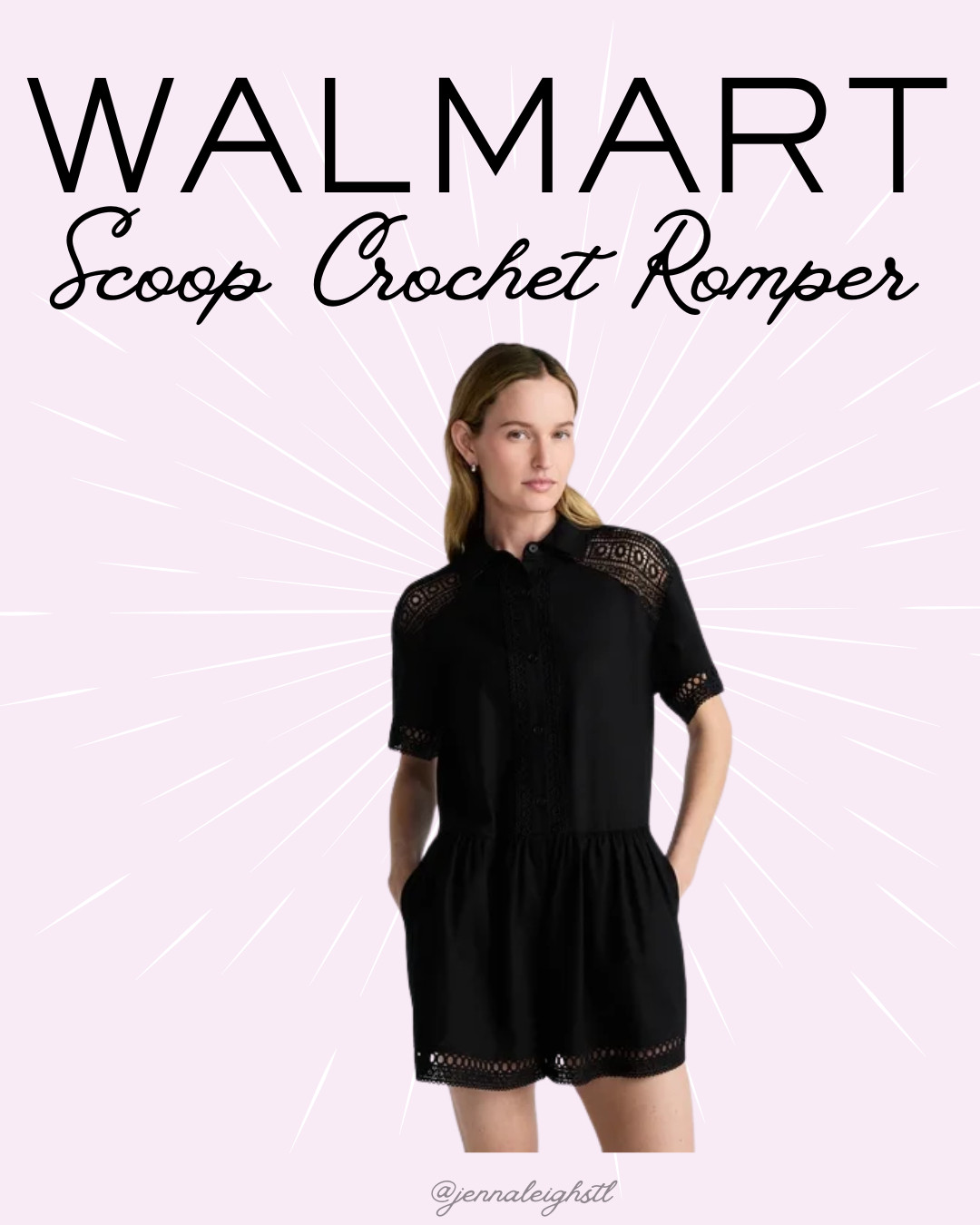 These Scoop women’s crochet rompers from Walmart keep selling out and are so hard to catch in stock. The black is finally back, so run and grab this beautiful piece before it sells out again. 

 #LTKootd #LTKMidsize #LTKWorkwear