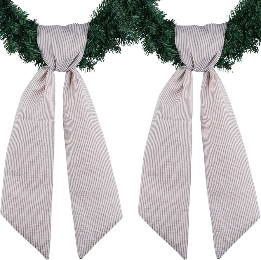 Brown Striped Wreath Ribbon Set 2 Pack for Door Wreath, 5.12" Wide x 54.33" Each Fall Thanksgivin... | Amazon (US)