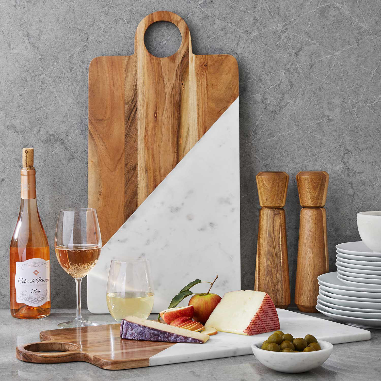Member's Mark Rectangular Marble & Wood Serving Board | Sam's Club