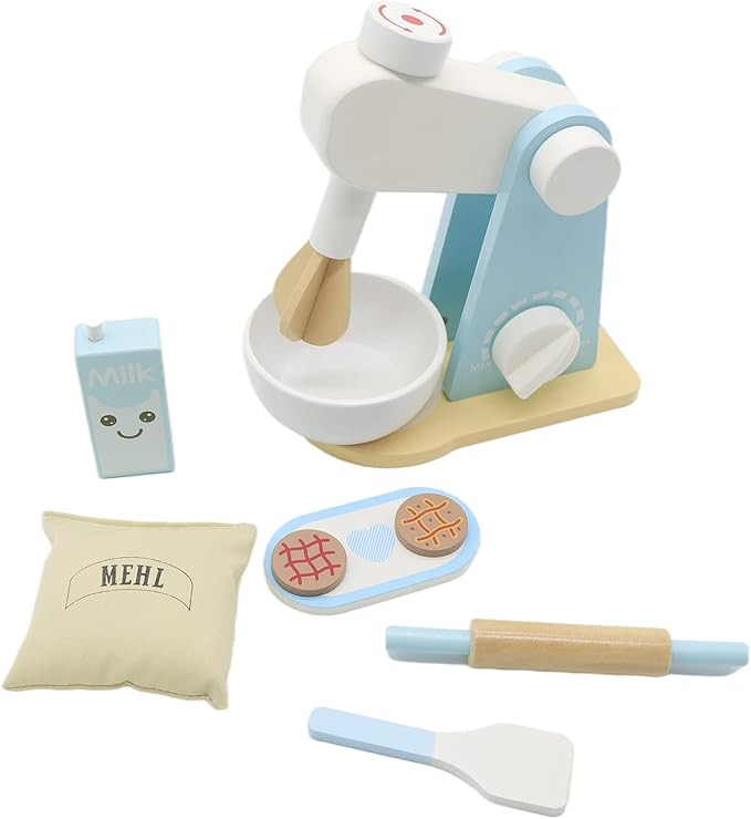 Wooden Kitchen Mixer Set, Bake-Cookie Blender Toy Play Kitchen Accessories, Education Pretend Pla... | Amazon (US)