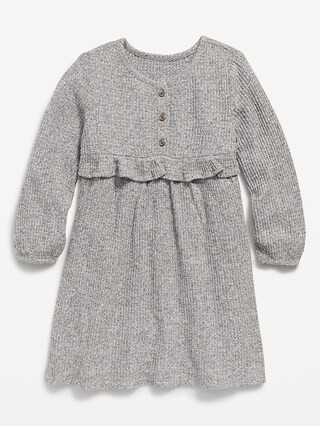 Long-Sleeve Thermal-Knit Henley Dress for Toddler Girls | Old Navy (US)