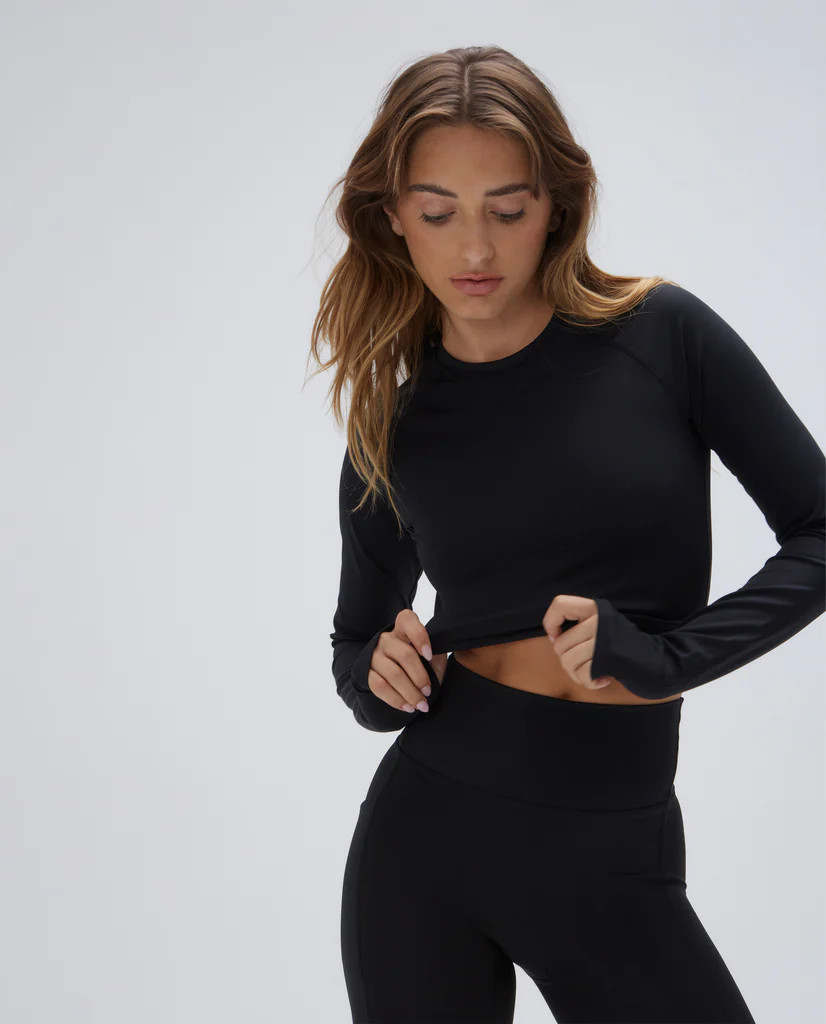 Long Sleeve Crop Top - Black | Adanola UK