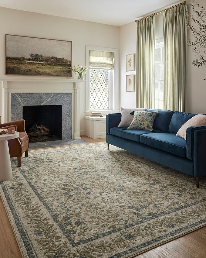 Loloi Rifle Paper Co. Laurel Collection Wildwood LAU-03 Ivory/Multi 5'-3" x 7'-8" Area Rug | Amazon (US)
