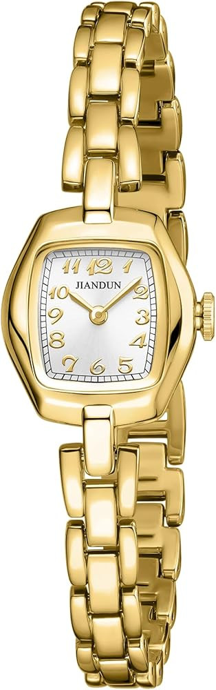 JIANDUN Vintage Small Gold Women’s Watch, Elegant Stainless Steel Bracelet, Water-Resistant wit... | Amazon (US)