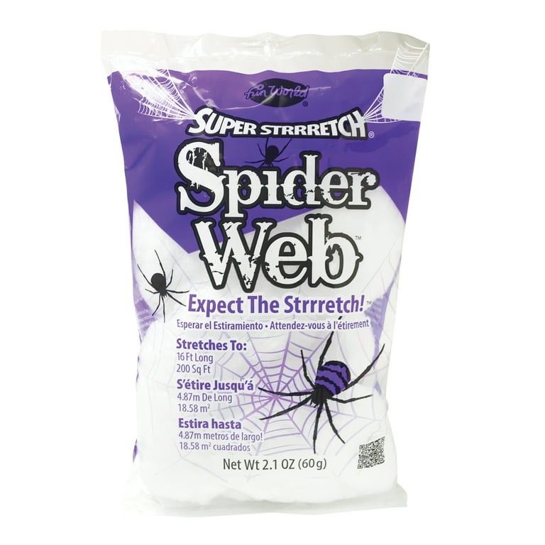 White Stretch Spider Web Halloween Decoration by Fun World, 200 sq ft - Walmart.com | Walmart (US)