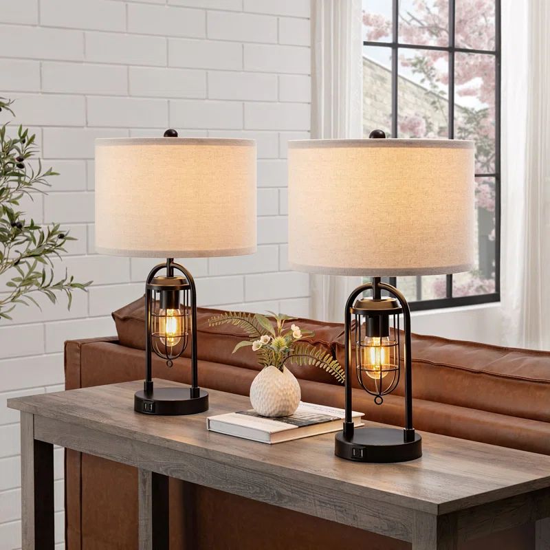 21.5” Table Lamp Set With Night Light And USB Ports (Set of 2) | Wayfair North America