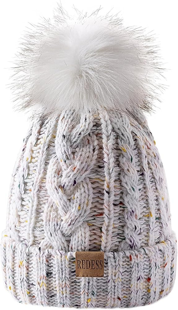 REDESS Women Winter Pompom Beanie Hat with Warm Fleece Lined, Thick Slouchy Snow Knit Skull Ski C... | Amazon (US)
