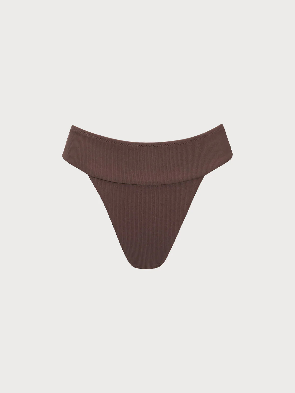 Dark Coffee Ribbed High Cut Bikini Bottom & Reviews - Dark Coffee - Sustainable Bikinis | BERLOOK | BERLOOK