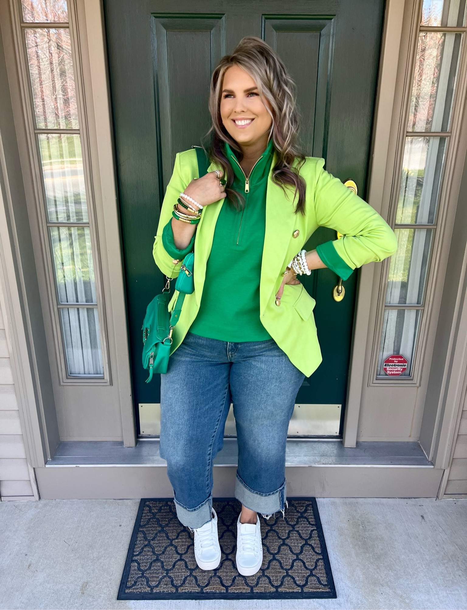 ✨SIZING•PRODUCT INFO✨
⏺ Kelly Green Mockneck Quarter Zip with Gold Zipper •• L •• TTS •• Walmart 
⏺ Medium-Wash Cropped Cuffed Jeans •• TTS leaning big •• 16 •• Walmart 
⏺ Lime Green Double Breasted Blazer •• Runs big •• M •• Walmart 
⏺ White Laser Cut Sneakers •• TTS leaning big •• Walmart 
⏺ Green Crossbody Shoulder Bag


📍Say hi on YouTube•Tiktok•Instagram ✨”Jen the Realfluencer | Decent at Style”

👋🏼 Thanks for stopping by, I’m excited we get to shop together!

🛍 🛒 HAPPY SHOPPING! 🤩

#walmart #walmartfinds #walmartfind #founditatwalmart #walmart style #walmartfashion #walmartoutfit #walmartlook  #green #olive #olivegreen #hunter #huntergreen #kelly #kellygreen #forest #forestgreen #greenoutfit #outfitwithgreen #greenstyle #greenoutfitinspo #greenlook #greenoutfitinspiration #blazer #blazerstyle #blazerfashion #blazerlook #blazeroutfit #blazeroutfitinspo #blazeroutfitinspiration #sneakersfashion #sneakerfashion #sneakersoutfit #tennis #shoes #tennisshoes #sneakerslook #sneakeroutfit #sneakerlook #sneakerslook #sneakersstyle #sneakerstyle #sneaker #sneakers #outfit #inspo #sneakersinspo #sneakerinspo #sneakerinspiration #sneakersinspiration #denimoutfit #jeansoutfit #denimstyle #jeansstyle #denim #jeans #style #inspo #fashion #jeansfashion #denimfashion #jeanslook #denimlook #jeans #outfit #idea #jeansoutfitidea #jeansoutfit #denimoutfitidea #denimoutfit #jeansinspo #deniminspo #jeansinspiration #deniminspiration  
#under10 #under20 #under30 #under40 #under50 #under60 #under75 #under100 #affordable #budget #inexpensive #budgetfashion #affordablefashion #budgetstyle #affordablestyle #curvy #midsize #size14 #size16 #size12 #curve #curves #withcurves #medium #large #extralarge #xl


#LTKstyletip #LTKunder50 #LTKcurves