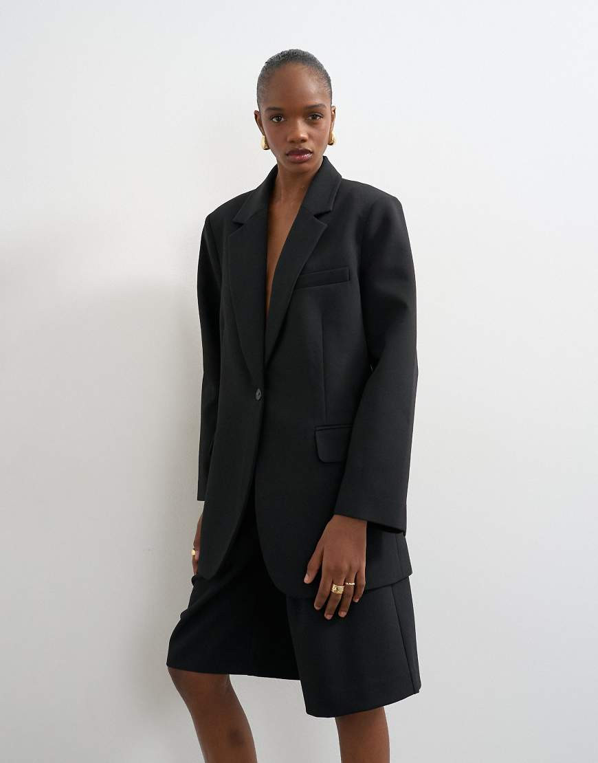 Topshop co ord 2 button relaxed fit blazer in black | Topshop