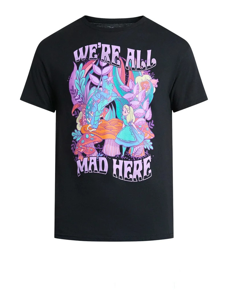 Alice in Wonderland Men's and Big Men's We're All Mad Here Graphic Tee, Sizes S-3XL | Walmart (US)