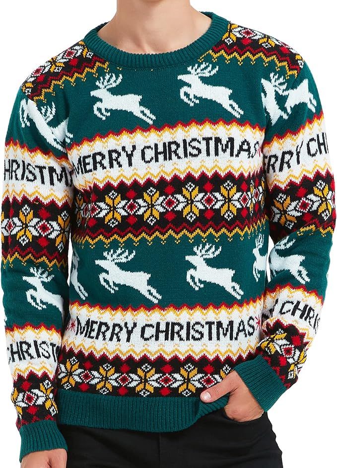 *daisysboutique* Men's Holiday Reindeer Snowman Santa Snowflakes Sweater | Amazon (US)