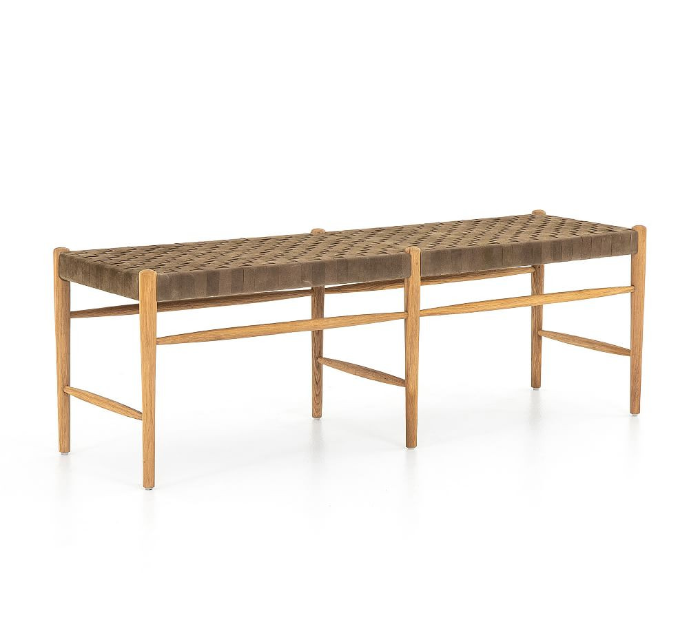 Thomas Woven Leather Bench | Pottery Barn (US)