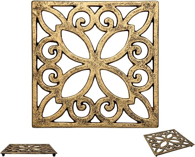 Comfify Decorative Cast Iron Trivet for Kitchen Or Dining Table | Square with Vintage Pattern - 6... | Amazon (US)