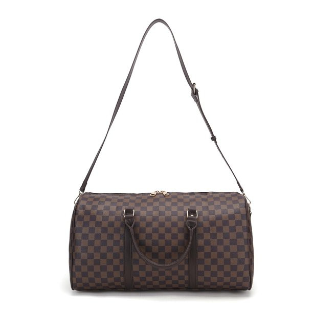 RICHPORTS Checkered Travel PU Leather Weekender Overnight Duffel Bag Shoulder tote Handbag Travel... | Walmart (US)