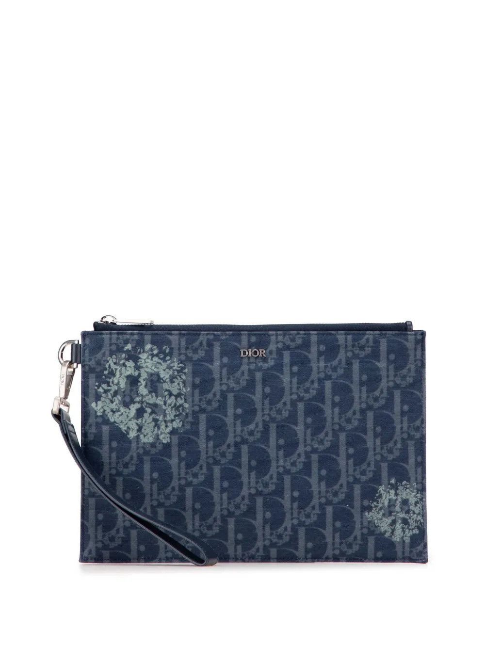 Christian Dior Pre-Owned 2023 Oblique Denim Tears A5 Flat Pouch clutch bag - Blue | Farfetch Global