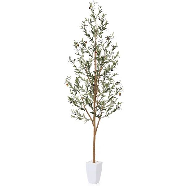 Adcock Artificial Olive Tree with White Taper Planter, Realistic Faux Olive Plants, Fake Olive Tr... | Wayfair North America