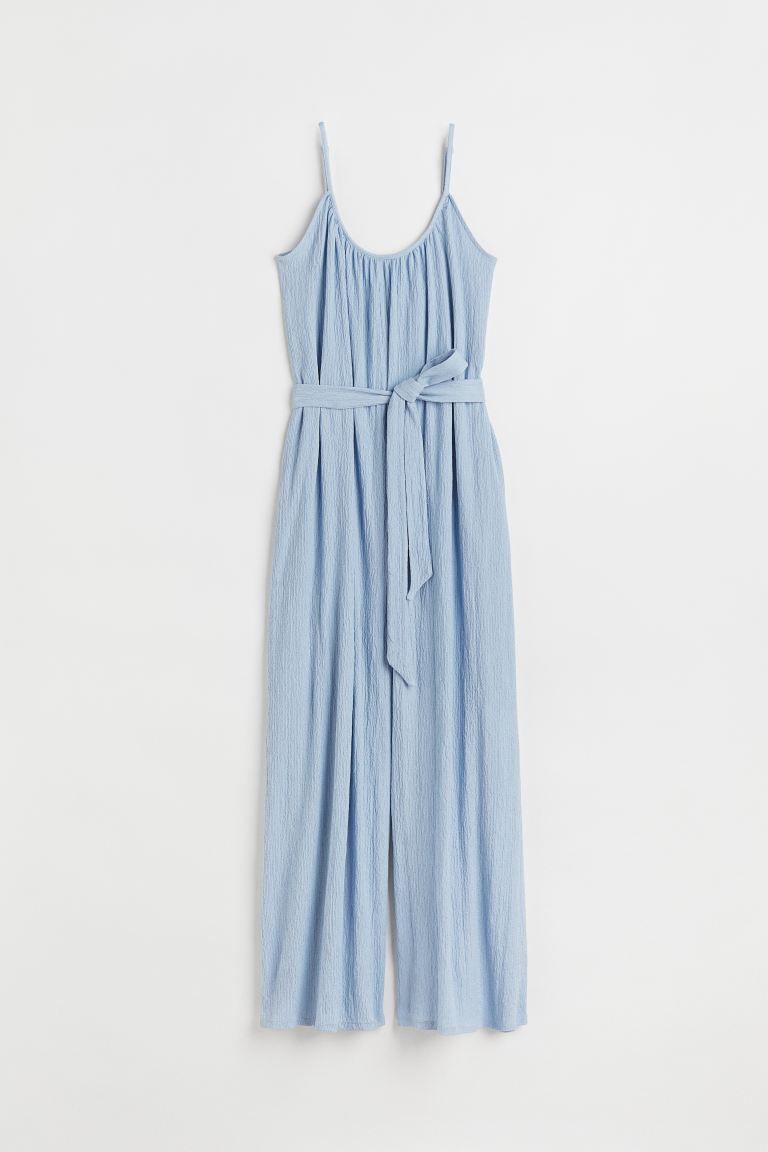 Relaxed-fit, sleeveless jumpsuit in crinkled jersey. Narrow, adjustable shoulder straps, wide nec... | H&M (US + CA)