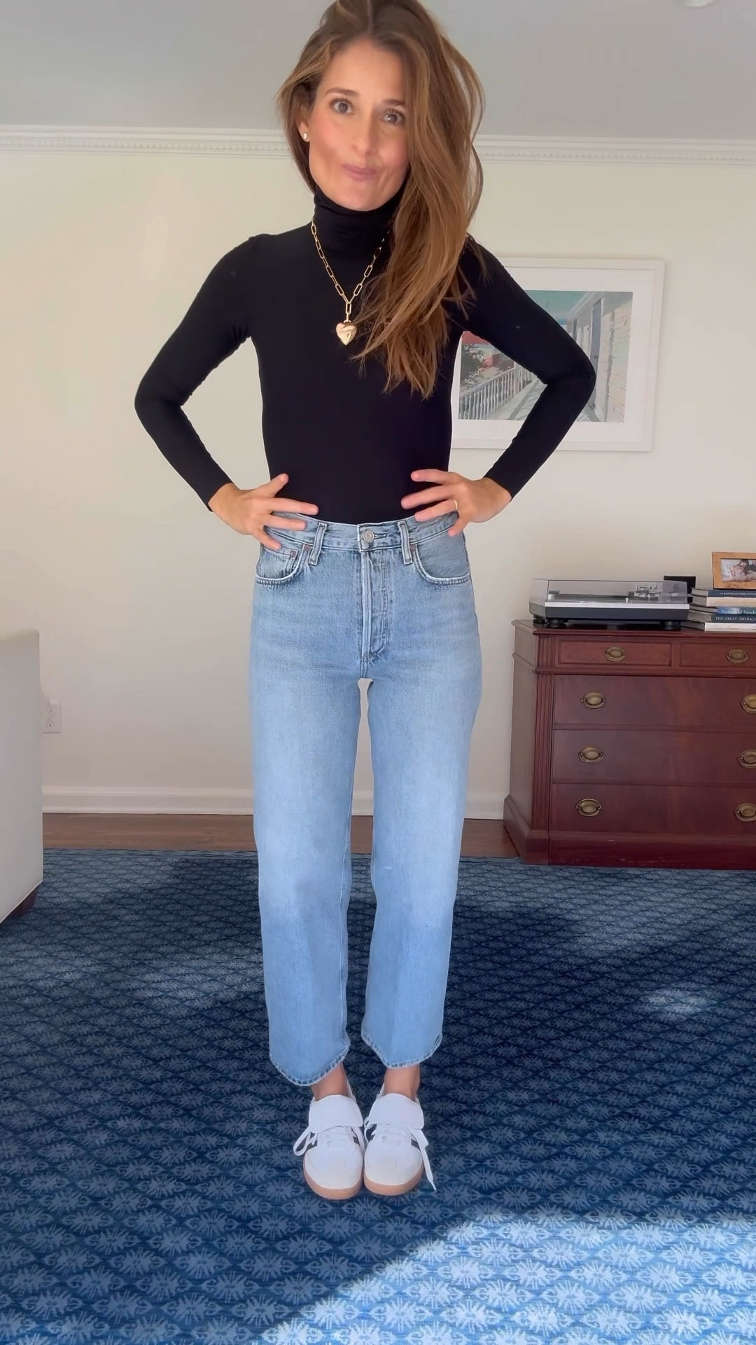 TUESDAY OOTD 🖤 first body suit, but won’t be my last. I couldn't understand why people would wear them, but curiosity got the best of me, and now I get it. Get ready to see me wear this *perfect* black turtleneck all fall and winter. It feels great for everyday layering and would be fun to dress up for a date or night out with your girlfriends! 

sizing notes 〰️
turtleneck: runs SMALL. I'm wearing a small but could have done a medium!! 
jeans: wearing my smaller size a 25
Trench: runs BIG. Size down 1-2 from your normal size. 
black bag: can’t link here, but will link in stories 


#LTKSeasonal #LTKVideo