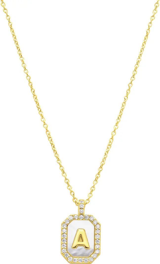 Crystal Mother of Pearl Initial Pendant Necklace | Nordstrom Rack