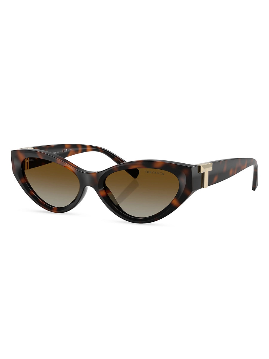 Women's Tiffany T 54MM Cat-Eye Sunglasses - Gradient Brown Havana | Saks Fifth Avenue