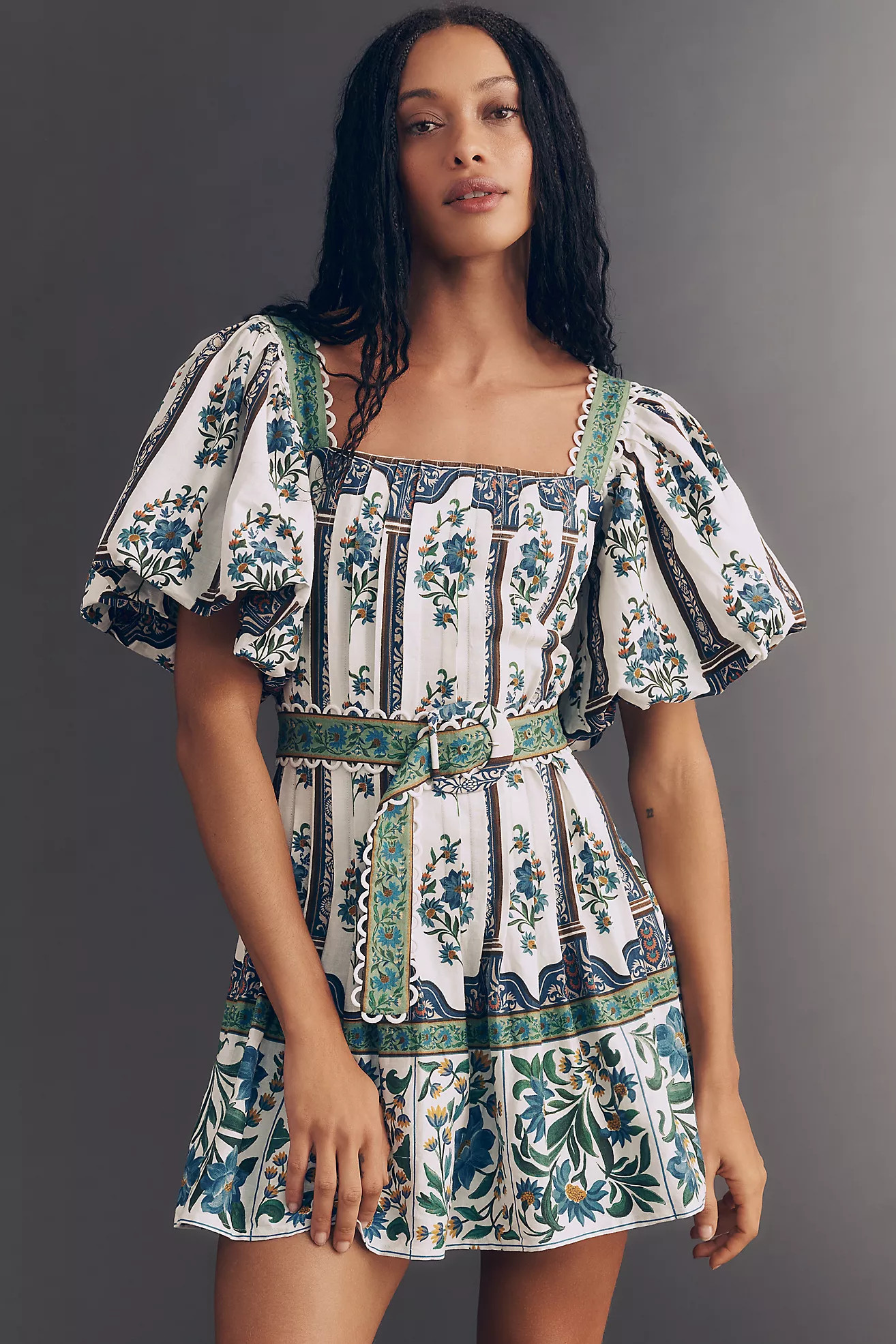 Farm Rio Manoela Puff-Sleeve Mini Dress | Anthropologie (US)